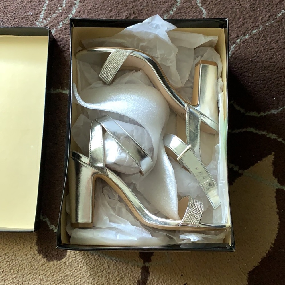 Silver Rhinestone Embossed Heels - Picture 8 of 10